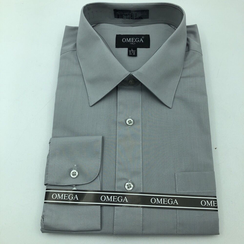 Omega Italy Men's Premium Designer Long Sleeve Solid Regular Fit Dress Shirt